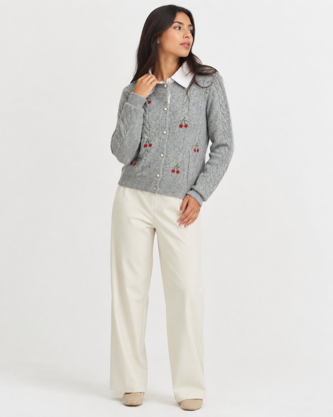 Relaxed Collared Knit Cardigan