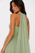 Pleated Halter Maxi Dress