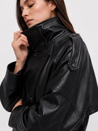 Oversized Leather-Effect Bomber Jacket