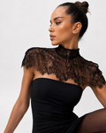 Lace-Panelled High-Neck Bodycon Mini Dress
