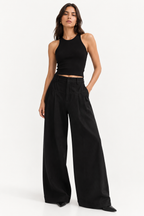 High-Waist Wide-Leg Tailored Trousers