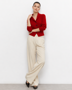 Fine-Knit Collared Cardigan