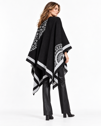 Printed Slit Cape Shawl