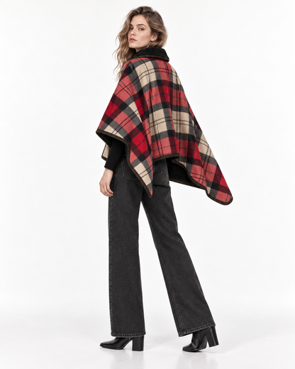 Double-Layer Tartan Blanket Scarf