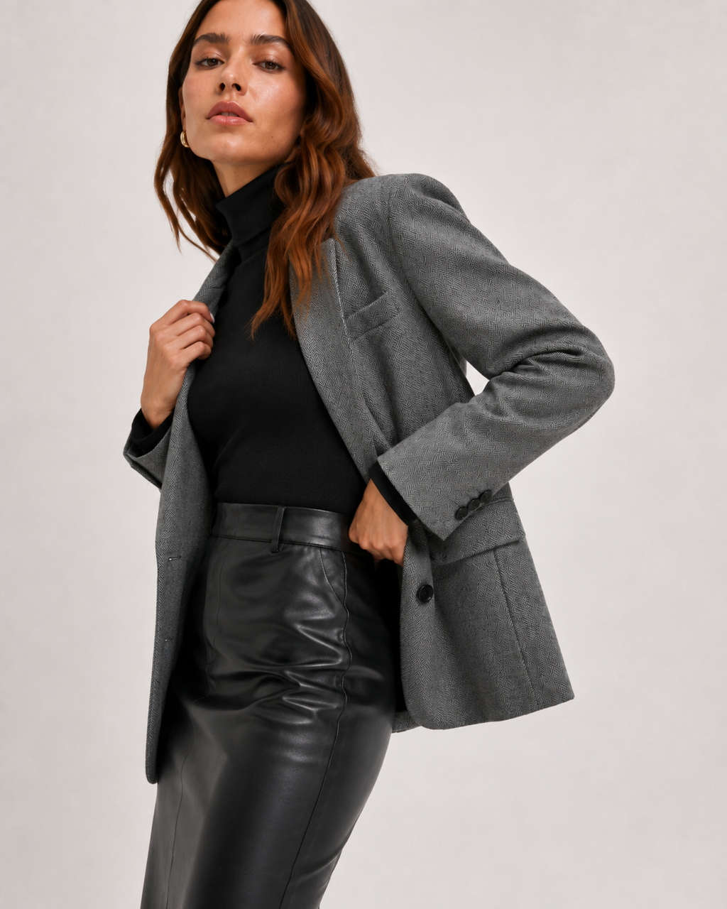 Split-Hem Leather-Effect Pencil Skirt
