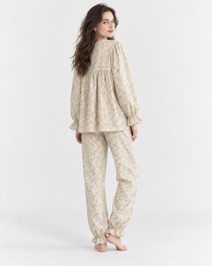 Printed Long Pyjama Set with Bow Detail