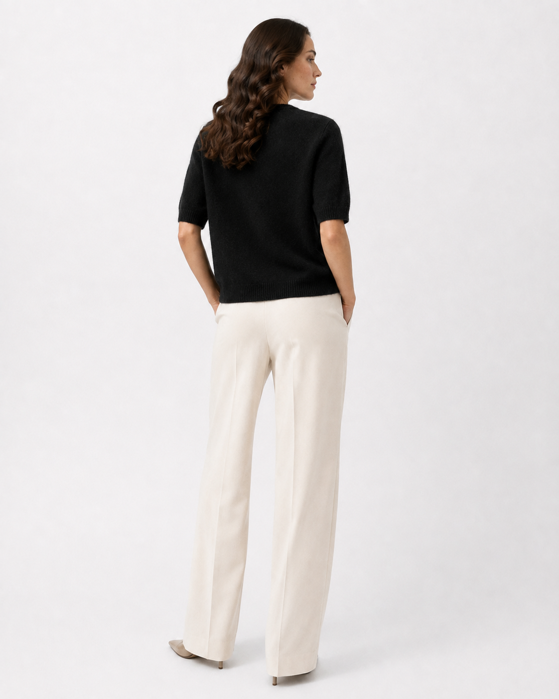 Short-Sleeve Fine-Knit Top