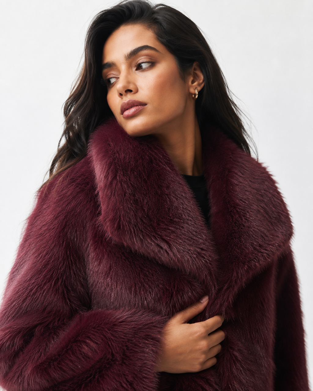 Plum Plush Longline Coat