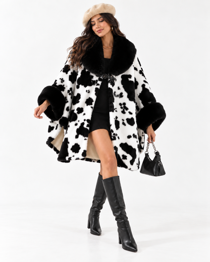 Animal-Print Batwing Cape