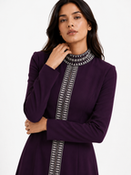 High-Neck Zip-Front Maxi Dress