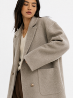 Double-Breasted Textured Short Coat