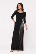 Off-Shoulder Embellished-Slit Evening Gown