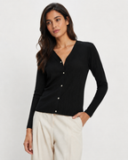 Lace-Trim V-Neck Cardigan