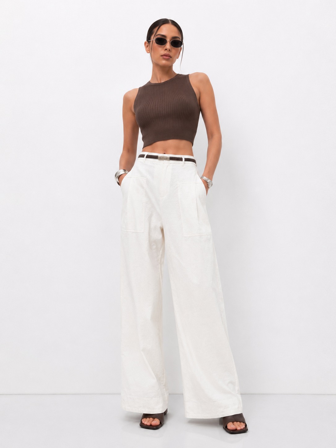 High-Waist Wide-Leg Tailored Trousers