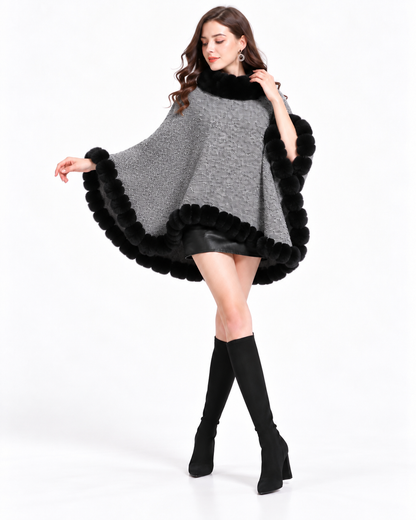 Trimmed Round-Neck Poncho