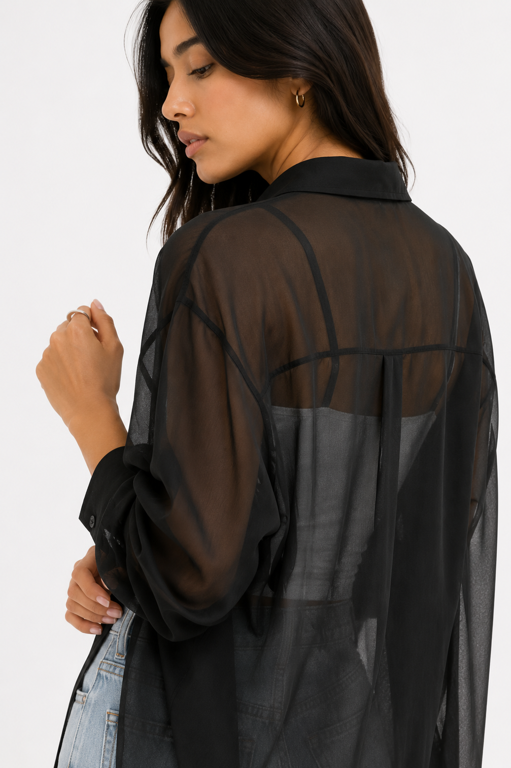Sheer Organza Relaxed Shirt