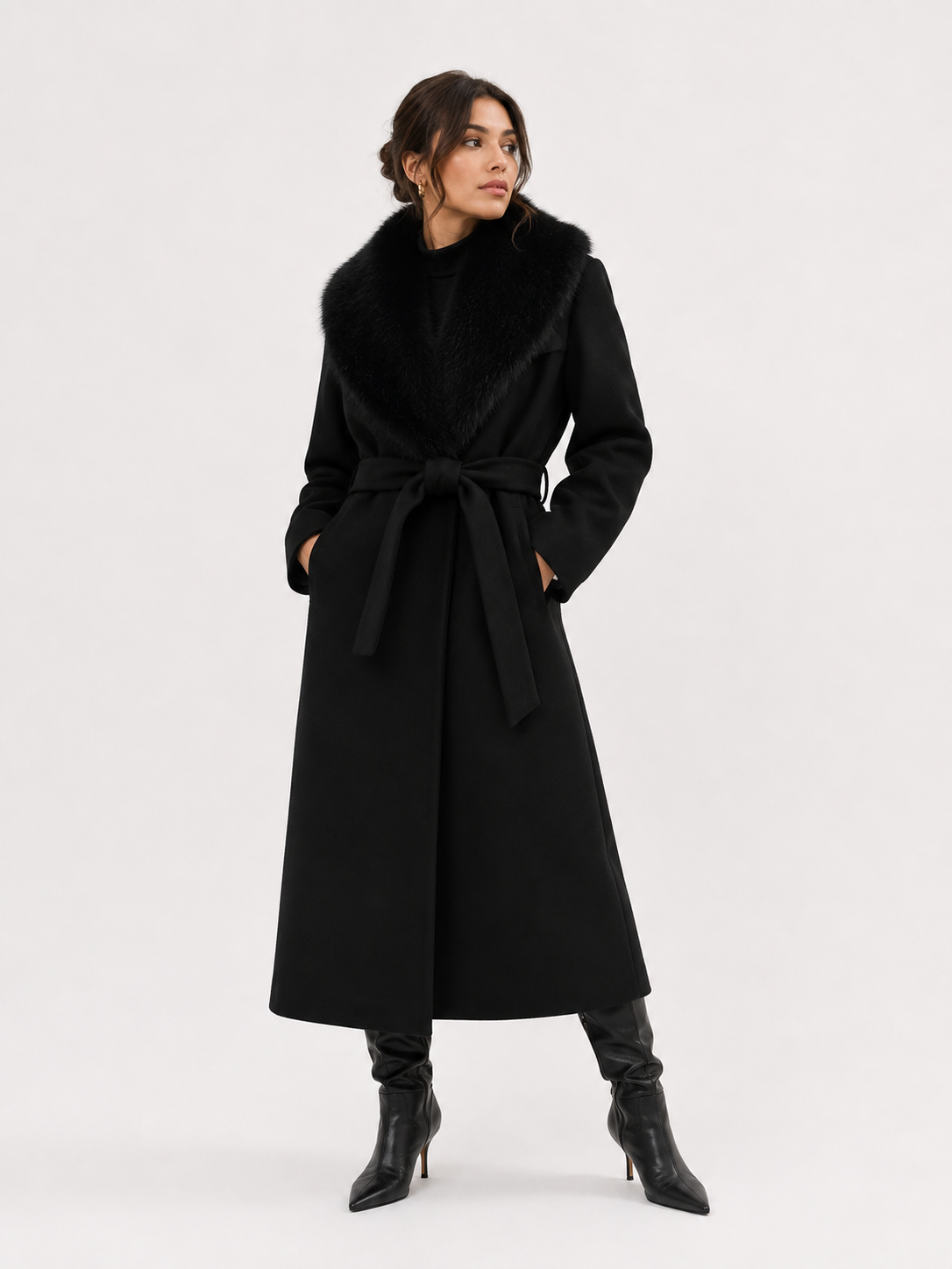 Belted Bordeaux Longline Coat