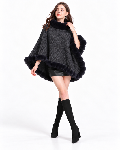 Trimmed Round-Neck Poncho