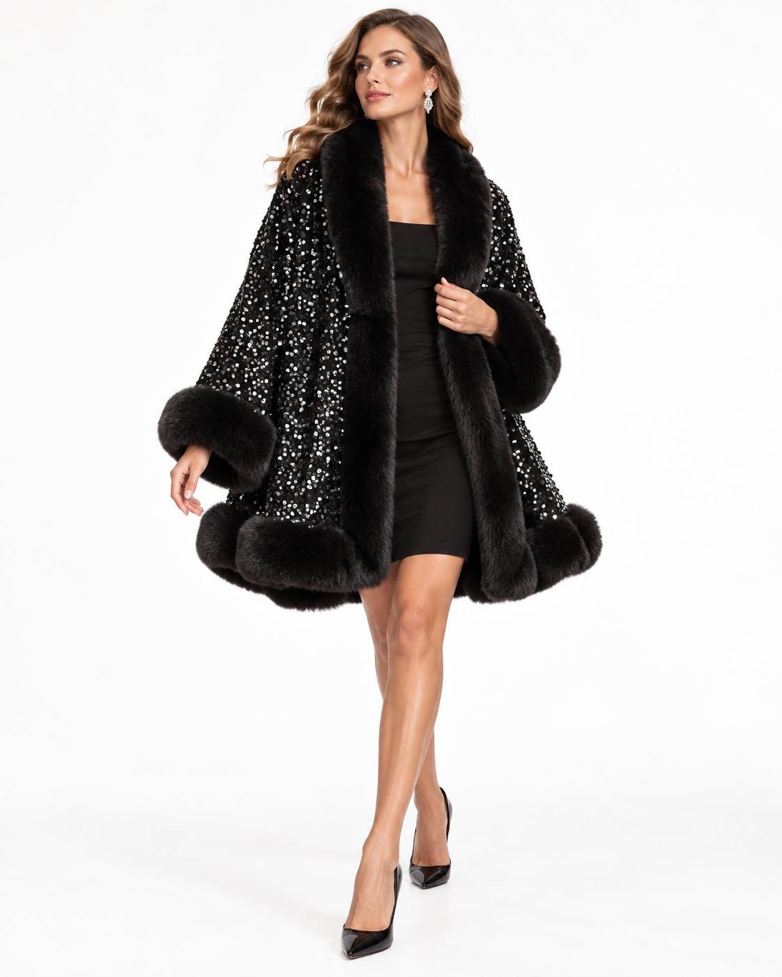 Statement-Collar Wrap Shawl
