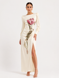 Floral-Print Draped Maxi Dress