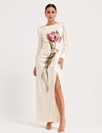 Floral-Print Draped Maxi Dress