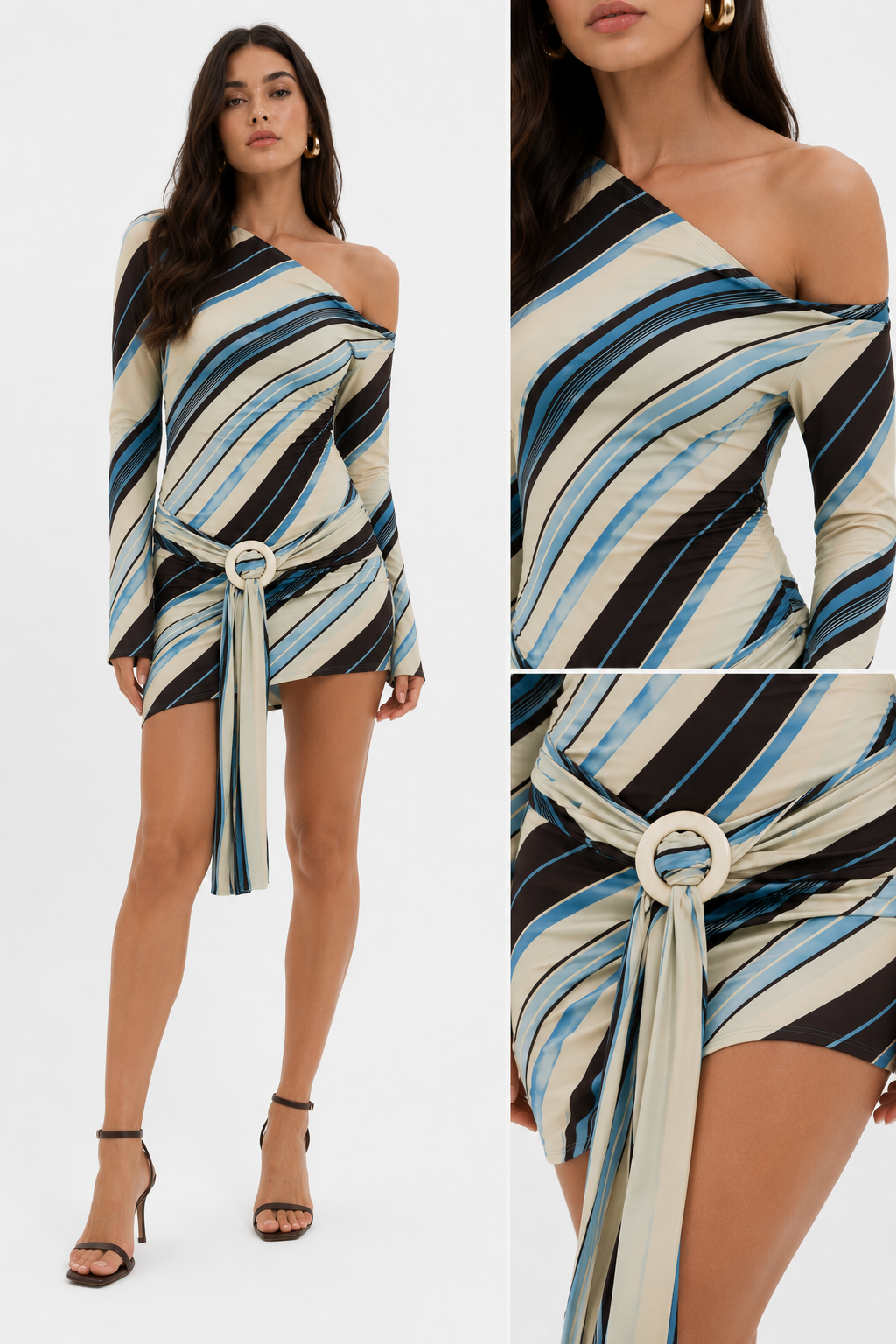 Striped Side-Tie Tunic Mini Dress