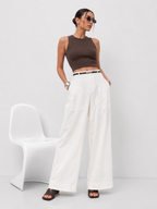 High-Waist Wide-Leg Tailored Trousers