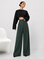 Relaxed High-Waist Wide-Leg Trousers