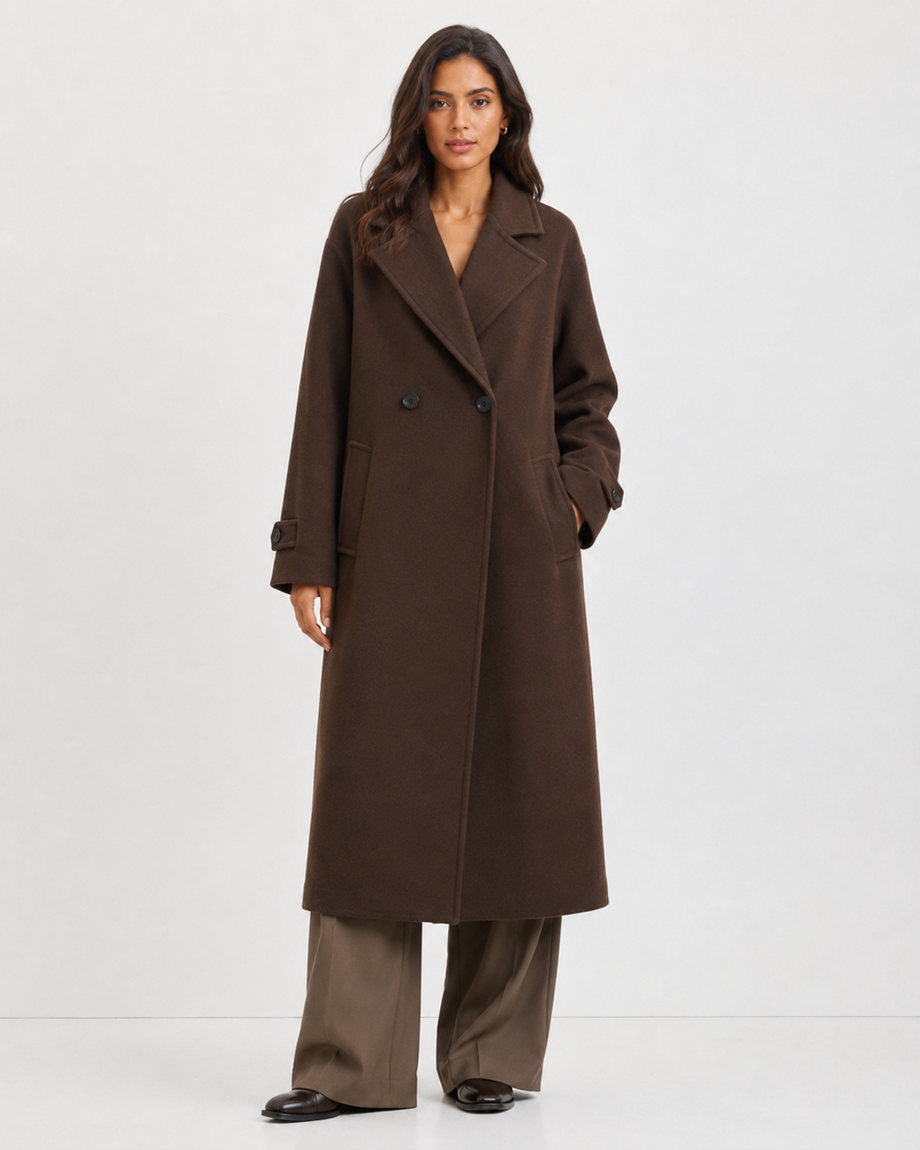 Notched-Lapel Double-Breasted Coat
