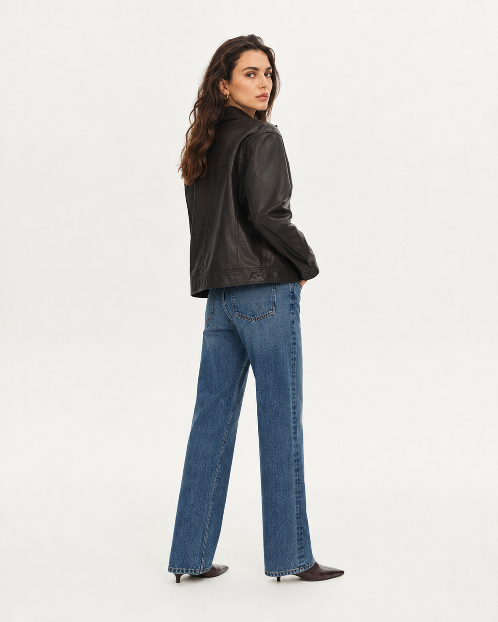 Cropped Leather-Effect Jacket