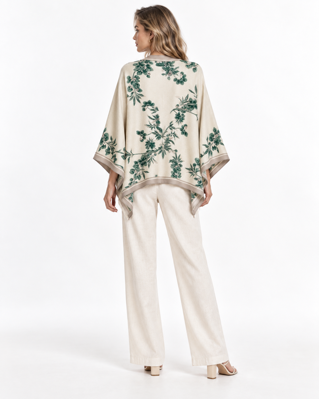 Floral-Print Draped Shawl