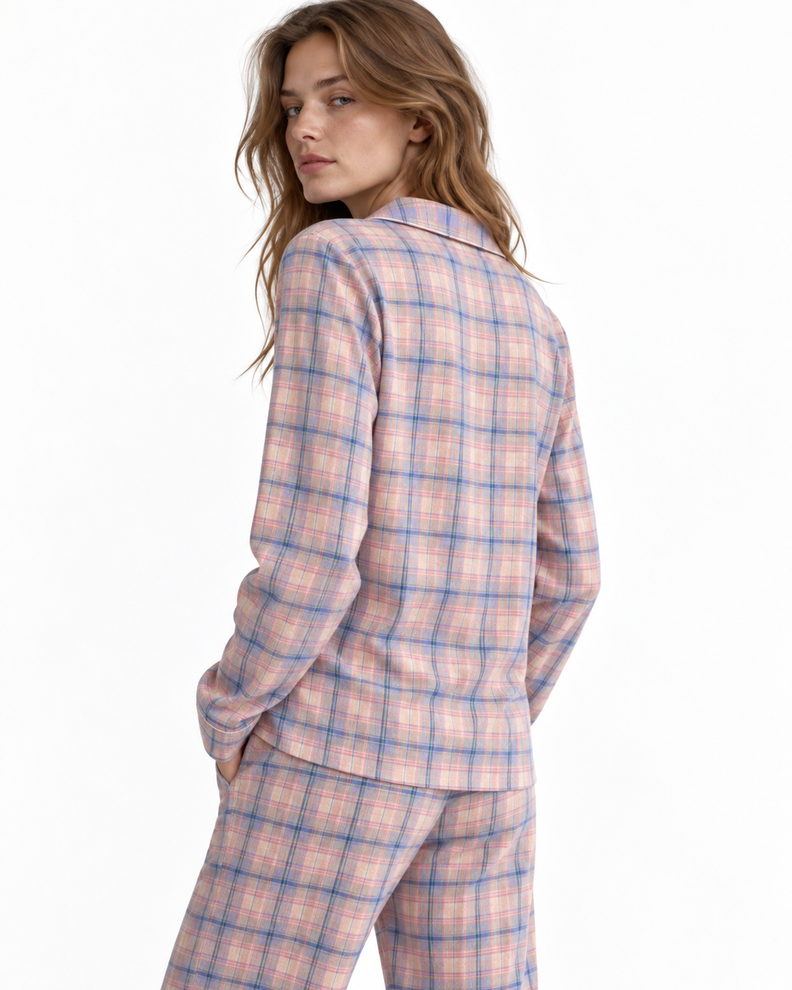 Check-Pattern Long-Sleeve Pyjama Set
