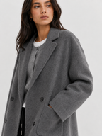 Double-Breasted Textured Short Coat