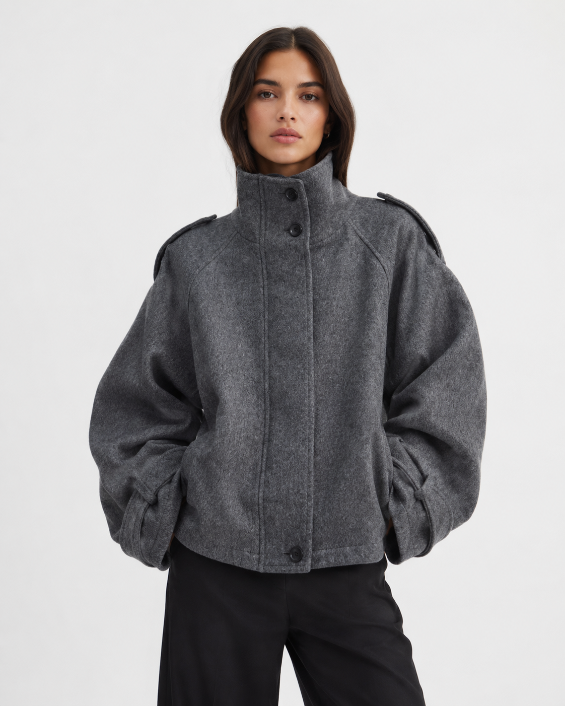 High-Collar Utility Jacket