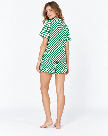 Floral-Print Short Pyjama Set with Lapel Collar