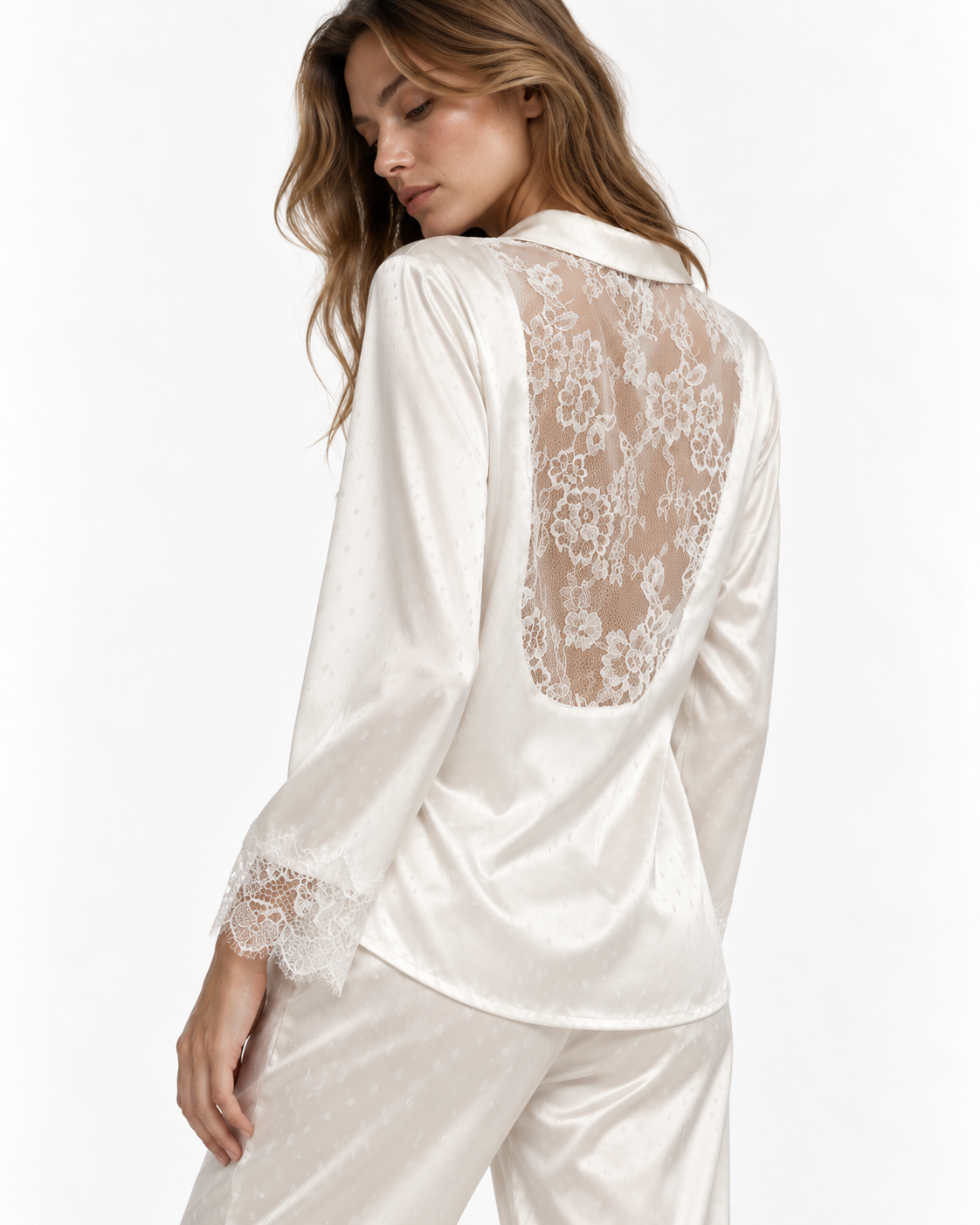 Lace-Detail Long Pyjama Set