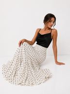Ruched Polka-Dot Mermaid Maxi Skirt