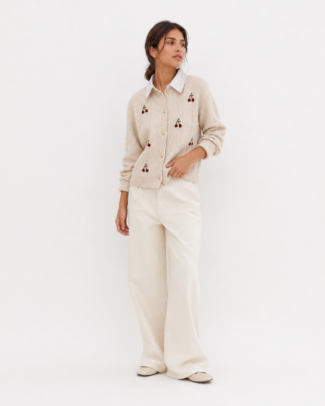 Relaxed Collared Knit Cardigan