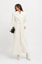 Wide-Lapel Belted Longline Coat