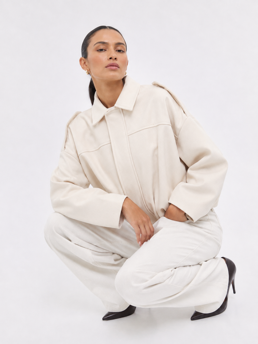Relaxed Collared Bomber Jacket