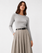Pleated A-Line Midi Skirt