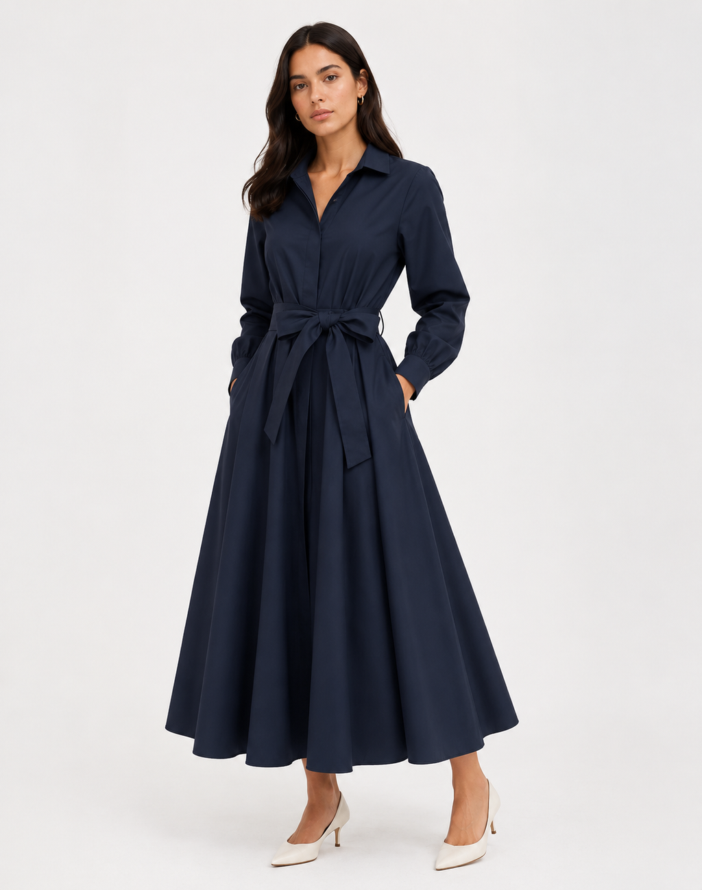 Collared V-Neck Maxi Dress