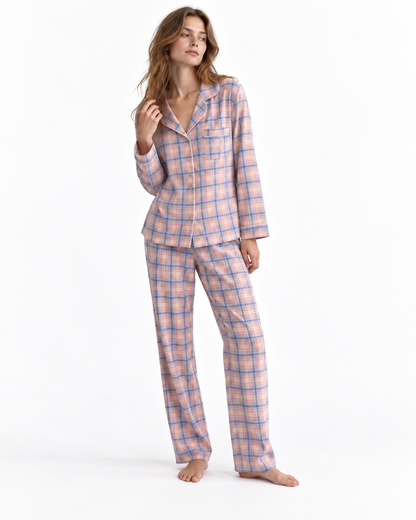 Check-Pattern Long-Sleeve Pyjama Set