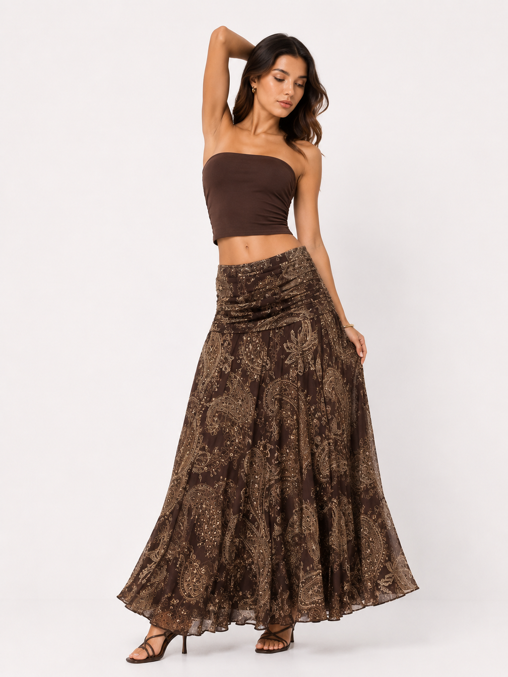 Printed A-Line Maxi Skirt
