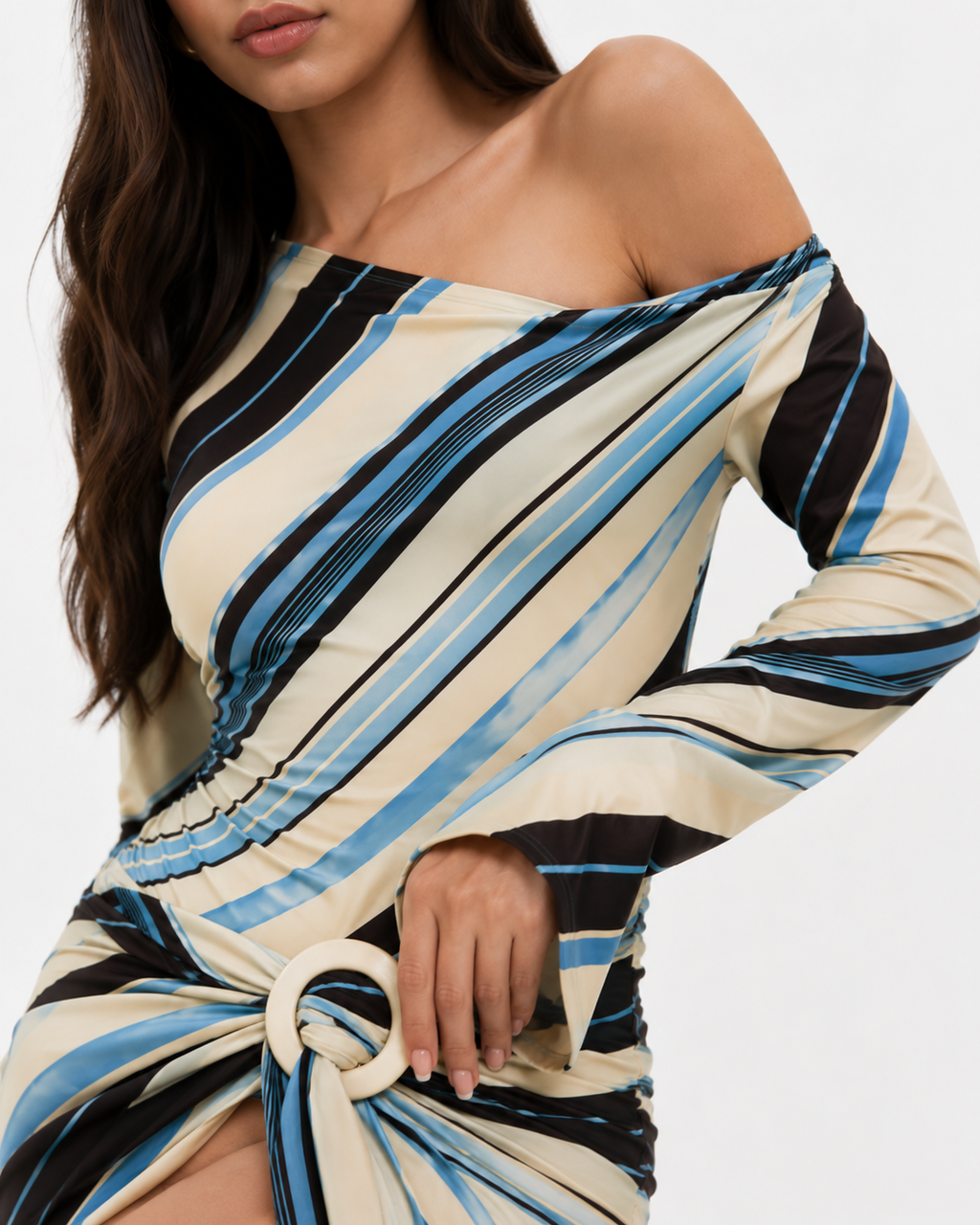 Striped Side-Tie Tunic Mini Dress
