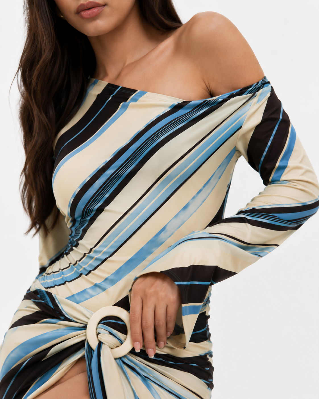 Striped Side-Tie Tunic Mini Dress