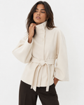 Cape-Sleeve Buttoned Coat