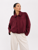 Relaxed Collared Bomber Jacket
