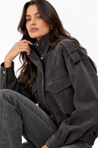 Suede-Effect Oversized Bomber Jacket