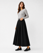 Pleated A-Line Midi Skirt
